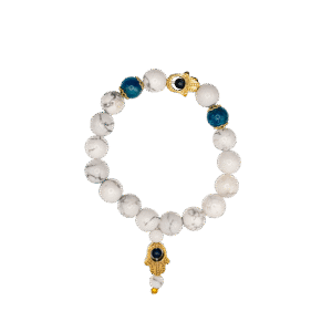 Howlite Apatite Hamsa Bracelet