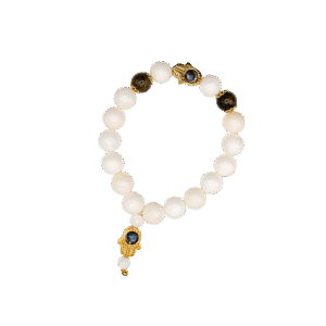 Sea Shell Tourmaline Hamsa Bracelet (Green-Toned)